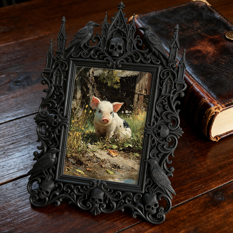 Premium Gothic Dark-style Photo Frame | Witchy Candle Magick Ritual Nook Decor, Photo Ornament, Wall-mountable & Tabletop, Waterproof Slim F
