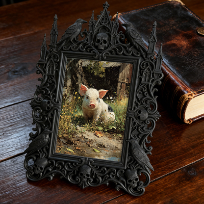 Premium Gothic Dark-style Photo Frame | Witchy Candle Magick Ritual Nook Decor, Photo Ornament, Wall-mountable & Tabletop, Waterproof Slim F