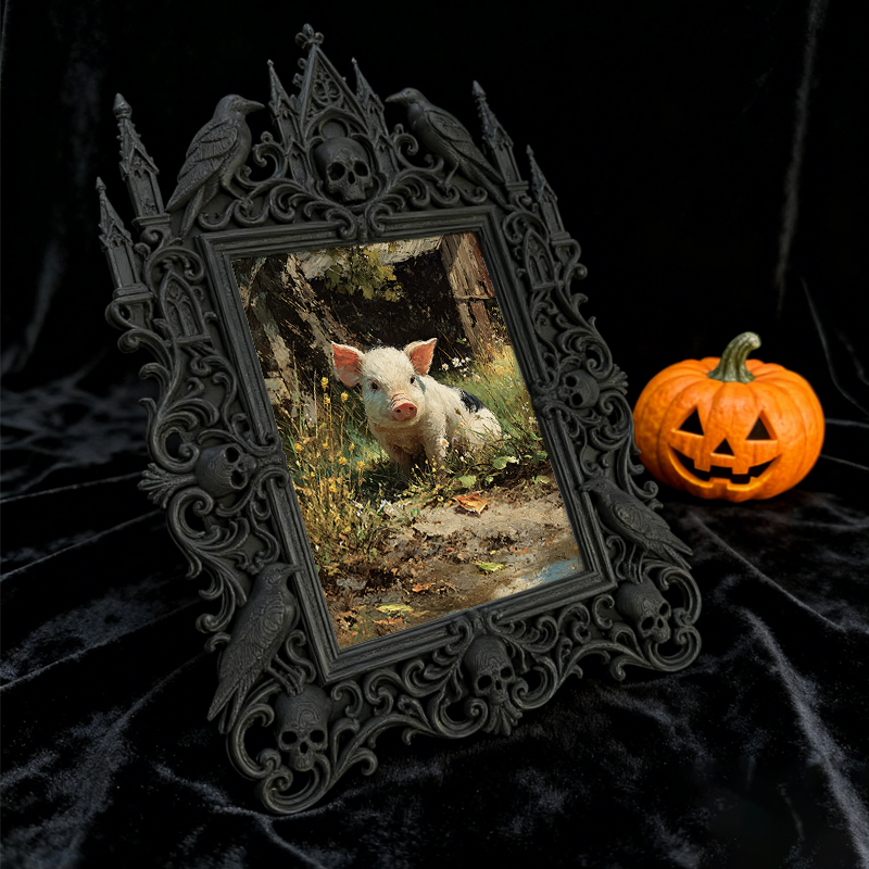 Premium Gothic Dark-style Photo Frame | Witchy Candle Magick Ritual Nook Decor, Photo Ornament, Wall-mountable & Tabletop, Waterproof Slim F