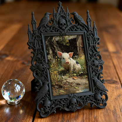 Premium Gothic Dark-style Photo Frame | Witchy Candle Magick Ritual Nook Decor, Photo Ornament, Wall-mountable & Tabletop, Waterproof Slim F