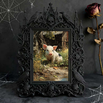 Premium Gothic Dark-style Photo Frame | Witchy Candle Magick Ritual Nook Decor, Photo Ornament, Wall-mountable & Tabletop, Waterproof Slim F