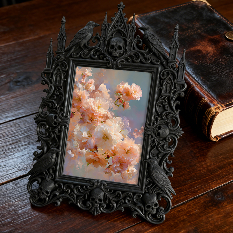 Popular Gothic Dark-style Photo Frame | Dark Fantasy Book Illustration Studio Decor, Photo Ornament, Wall/Table Dual-use, Waterproof Decorat
