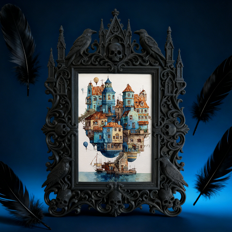 Stylish Gothic Dark-style Photo Frame | Halloween Haunted House Prop Room Decor, Photo Ornament, Wall-mountable & Tabletop, Waterproof Reusa