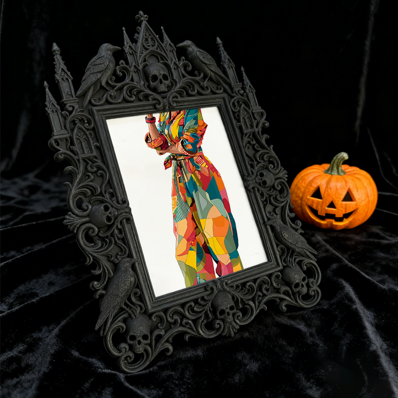 Luxury Gothic Dark-style Photo Frame | Gothic Wedding Reception Table Decor, Photo Ornament, Dual-use Display, Waterproof Elegant Plastic Fr