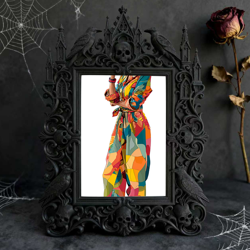 Luxury Gothic Dark-style Photo Frame | Gothic Wedding Reception Table Decor, Photo Ornament, Dual-use Display, Waterproof Elegant Plastic Fr