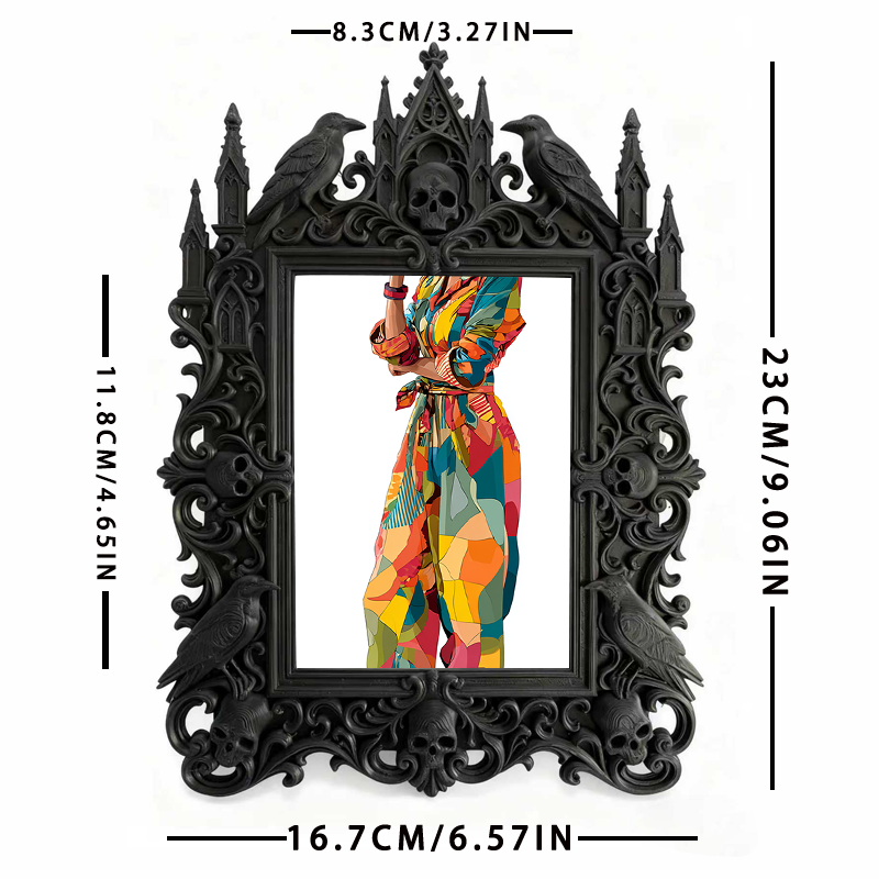 Luxury Gothic Dark-style Photo Frame | Gothic Wedding Reception Table Decor, Photo Ornament, Dual-use Display, Waterproof Elegant Plastic Fr