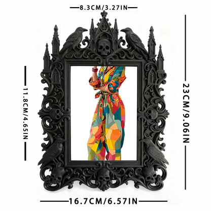 Luxury Gothic Dark-style Photo Frame | Gothic Wedding Reception Table Decor, Photo Ornament, Dual-use Display, Waterproof Elegant Plastic Fr