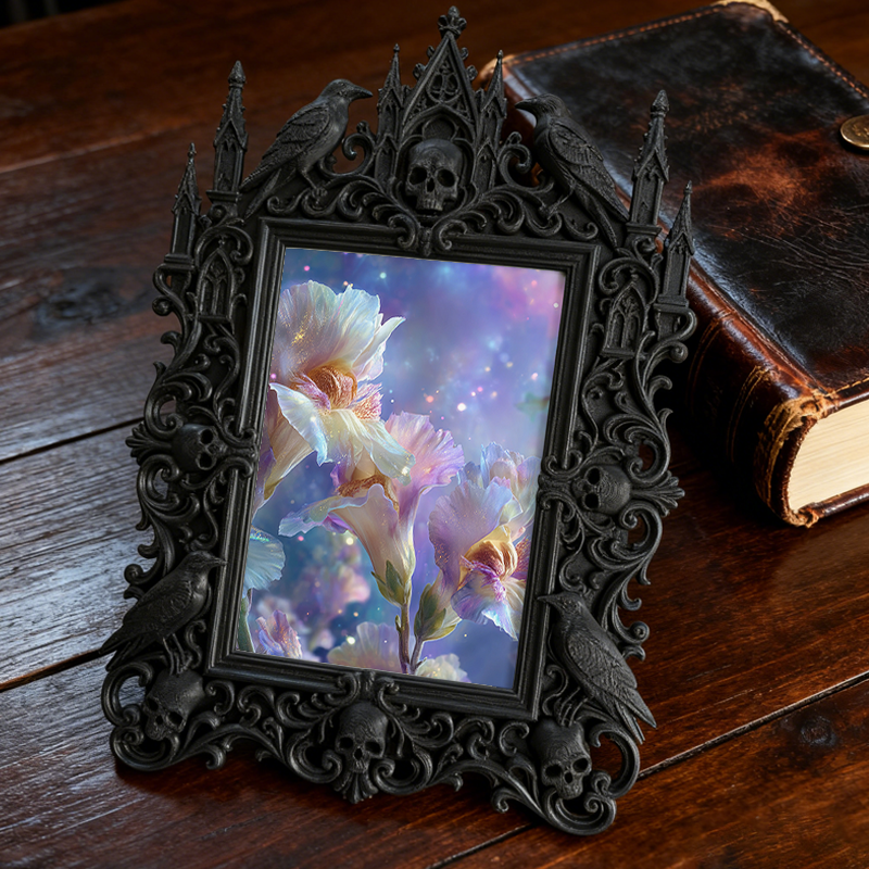 Bestseller Gothic Dark-style Photo Frame | Witchy Tarot Card Shop Window Decor, Photo Ornament, Wall/Table Dual-use, Waterproof Frosted Plas