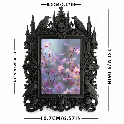 Trendy Gothic Dark-style Photo Frame | Dark Yoga Studio Meditation Corner Decor, Photo Ornament, Wall-mountable & Tabletop, Waterproof Minim