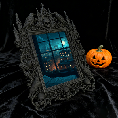 Hot-selling Gothic Dark-style Photo Frame | Gothic Pet Memorial Shrine Decor, Photo Ornament, Dual-use Display, Waterproof Warm-tone Plastic