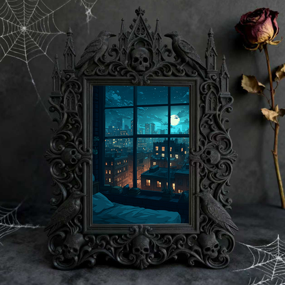 Hot-selling Gothic Dark-style Photo Frame | Gothic Pet Memorial Shrine Decor, Photo Ornament, Dual-use Display, Waterproof Warm-tone Plastic
