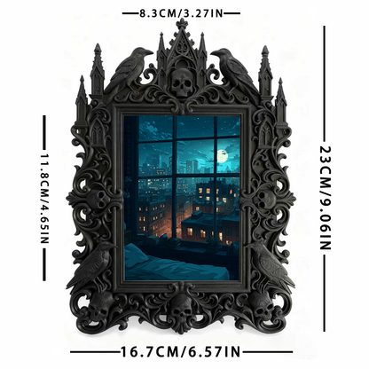 Hot-selling Gothic Dark-style Photo Frame | Gothic Pet Memorial Shrine Decor, Photo Ornament, Dual-use Display, Waterproof Warm-tone Plastic