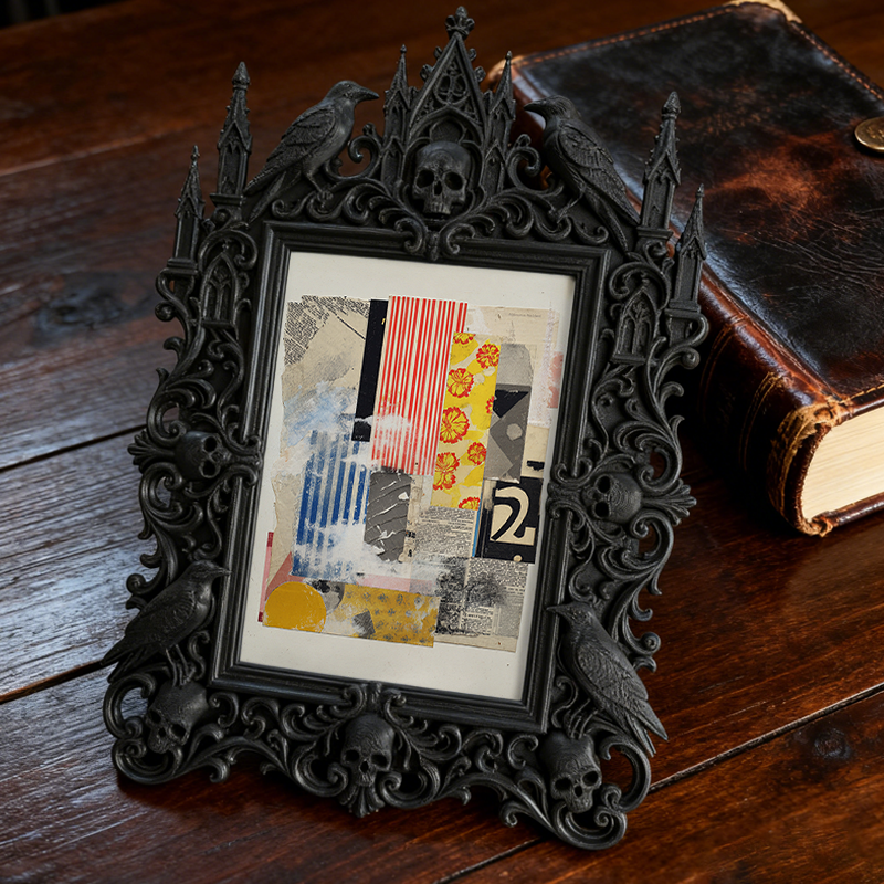 Premium Gothic Dark-style Photo Frame | Occult Astrology Chart Display Nook Decor, Photo Ornament, Wall-mountable & Tabletop, Waterproof Cle