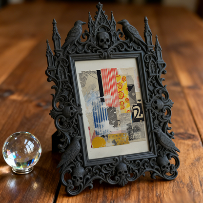 Premium Gothic Dark-style Photo Frame | Occult Astrology Chart Display Nook Decor, Photo Ornament, Wall-mountable & Tabletop, Waterproof Cle