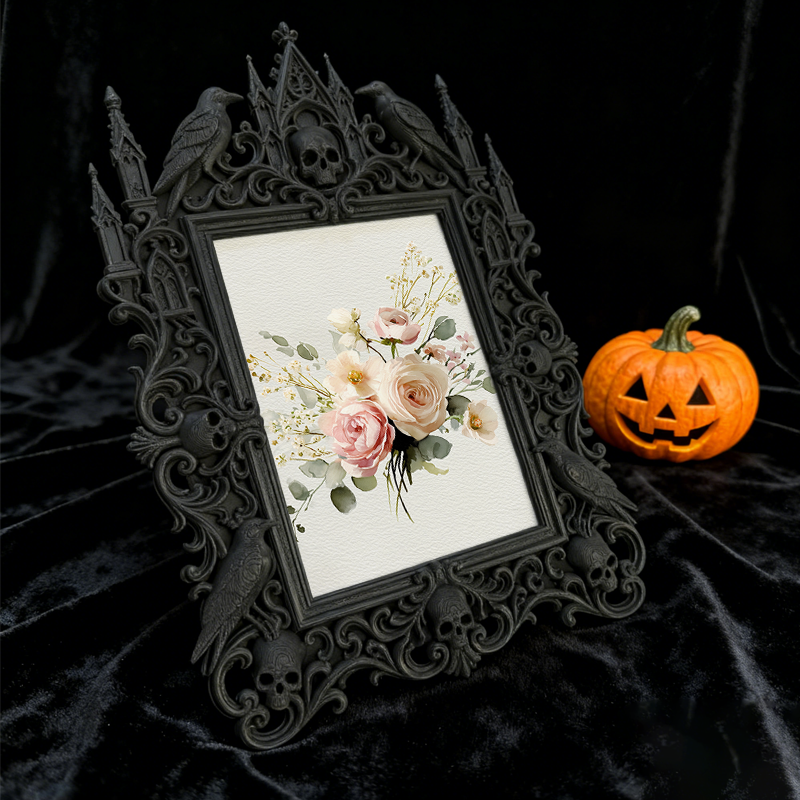 Popular Gothic Dark-style Photo Frame | Horror Game Streamer Background Wall Decor, Photo Ornament, Wall/Table Dual-use, Waterproof Compact 