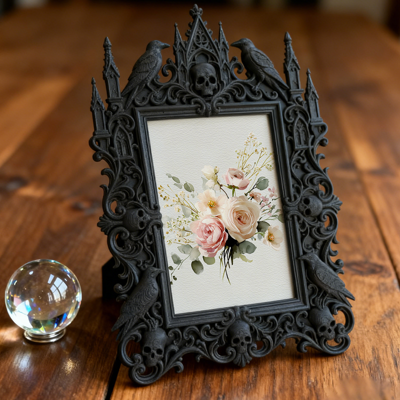 Popular Gothic Dark-style Photo Frame | Horror Game Streamer Background Wall Decor, Photo Ornament, Wall/Table Dual-use, Waterproof Compact 