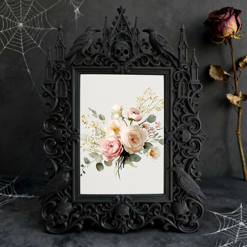 Popular Gothic Dark-style Photo Frame | Horror Game Streamer Background Wall Decor, Photo Ornament, Wall/Table Dual-use, Waterproof Compact 