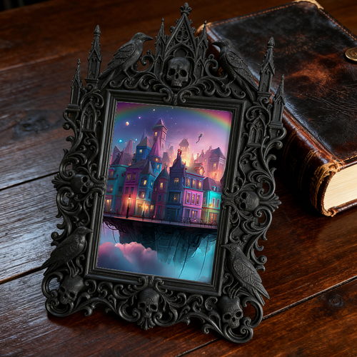 Luxury Gothic Dark-style Photo Frame | Gothic Themed Airbnb Living Room Decor, Photo Ornament, Dual-use Display, Waterproof High-grade Plast