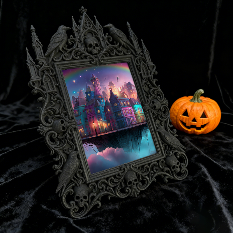 Luxury Gothic Dark-style Photo Frame | Gothic Themed Airbnb Living Room Decor, Photo Ornament, Dual-use Display, Waterproof High-grade Plast