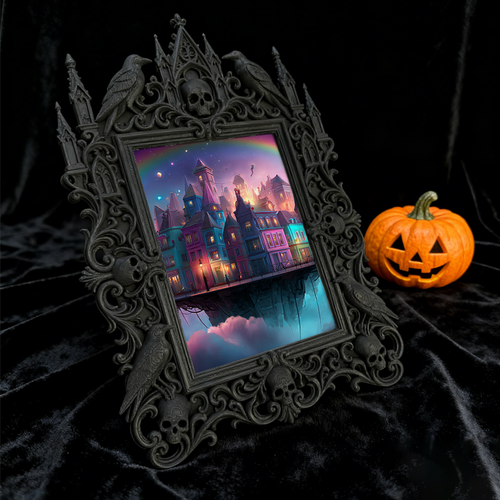 Luxury Gothic Dark-style Photo Frame | Gothic Themed Airbnb Living Room Decor, Photo Ornament, Dual-use Display, Waterproof High-grade Plast