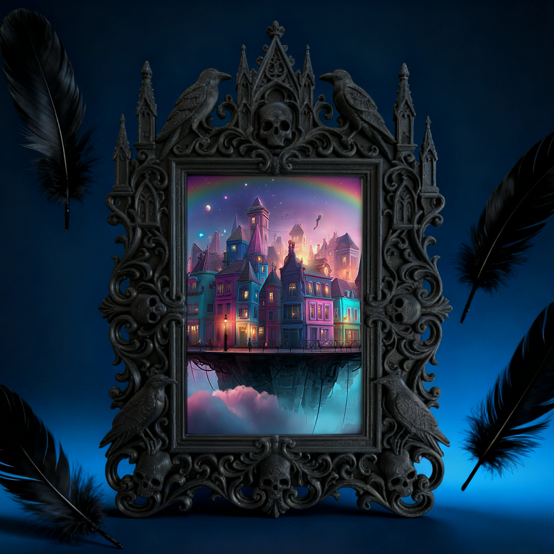 Luxury Gothic Dark-style Photo Frame | Gothic Themed Airbnb Living Room Decor, Photo Ornament, Dual-use Display, Waterproof High-grade Plast