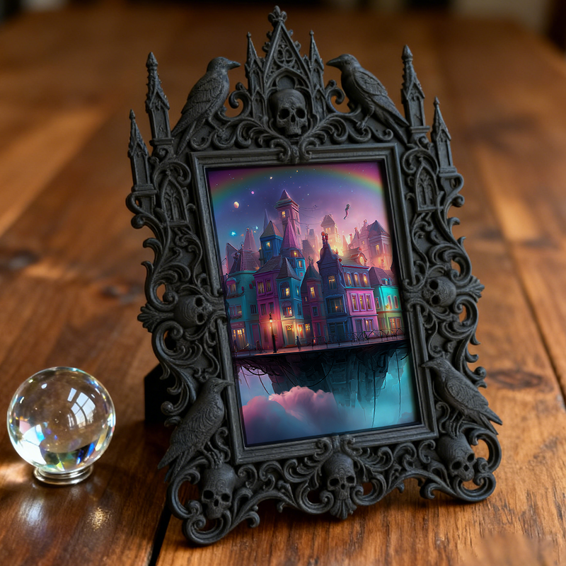 Luxury Gothic Dark-style Photo Frame | Gothic Themed Airbnb Living Room Decor, Photo Ornament, Dual-use Display, Waterproof High-grade Plast