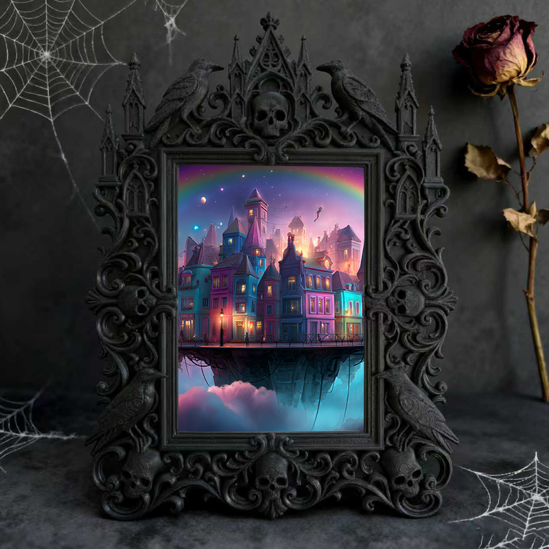 Luxury Gothic Dark-style Photo Frame | Gothic Themed Airbnb Living Room Decor, Photo Ornament, Dual-use Display, Waterproof High-grade Plast