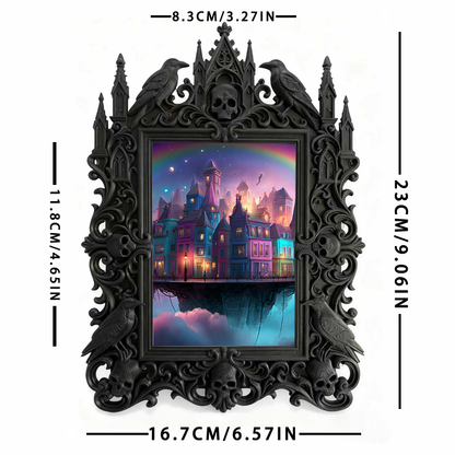Luxury Gothic Dark-style Photo Frame | Gothic Themed Airbnb Living Room Decor, Photo Ornament, Dual-use Display, Waterproof High-grade Plast
