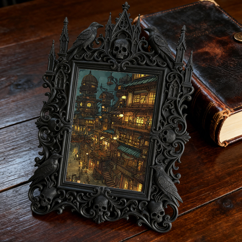 Bestseller Gothic Dark-style Photo Frame | Dark Academia Student Dorm Desk Decor, Photo Ornament, Wall/Table Dual-use, Waterproof Durable Pl