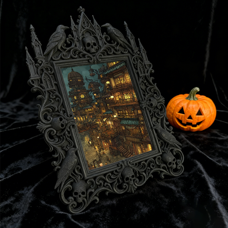 Bestseller Gothic Dark-style Photo Frame | Dark Academia Student Dorm Desk Decor, Photo Ornament, Wall/Table Dual-use, Waterproof Durable Pl