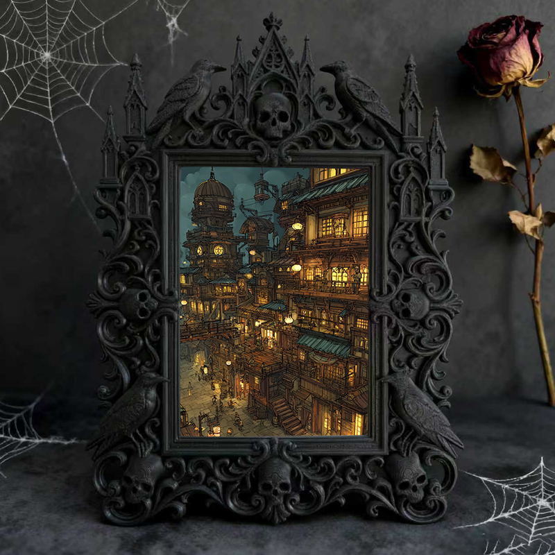 Bestseller Gothic Dark-style Photo Frame | Dark Academia Student Dorm Desk Decor, Photo Ornament, Wall/Table Dual-use, Waterproof Durable Pl