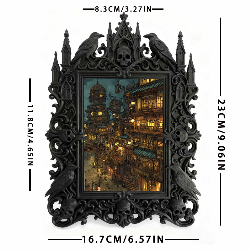 Bestseller Gothic Dark-style Photo Frame | Dark Academia Student Dorm Desk Decor, Photo Ornament, Wall/Table Dual-use, Waterproof Durable Pl