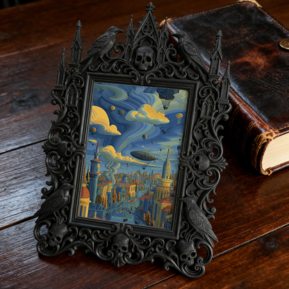 Trendy Gothic Dark-style Photo Frame | Horror Convention Vendor Booth Decor, Photo Ornament, Wall-mountable & Tabletop, Waterproof Foldable 