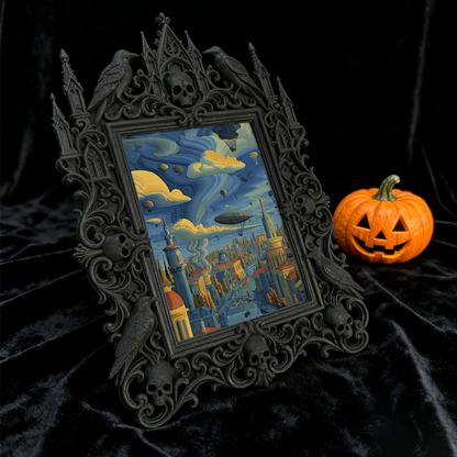 Trendy Gothic Dark-style Photo Frame | Horror Convention Vendor Booth Decor, Photo Ornament, Wall-mountable & Tabletop, Waterproof Foldable 