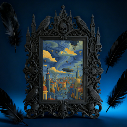Trendy Gothic Dark-style Photo Frame | Horror Convention Vendor Booth Decor, Photo Ornament, Wall-mountable & Tabletop, Waterproof Foldable 