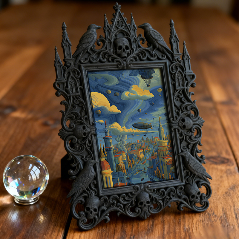 Trendy Gothic Dark-style Photo Frame | Horror Convention Vendor Booth Decor, Photo Ornament, Wall-mountable & Tabletop, Waterproof Foldable 