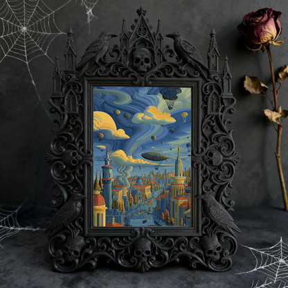 Trendy Gothic Dark-style Photo Frame | Horror Convention Vendor Booth Decor, Photo Ornament, Wall-mountable & Tabletop, Waterproof Foldable 