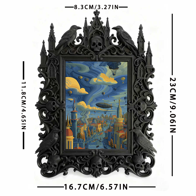 Trendy Gothic Dark-style Photo Frame | Horror Convention Vendor Booth Decor, Photo Ornament, Wall-mountable & Tabletop, Waterproof Foldable 