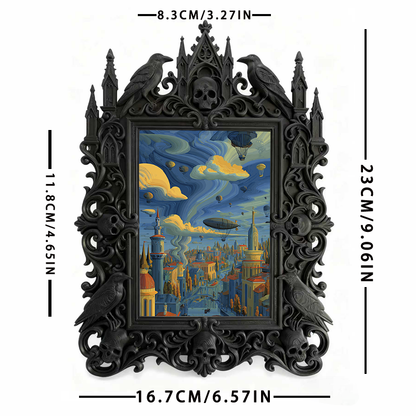 Trendy Gothic Dark-style Photo Frame | Horror Convention Vendor Booth Decor, Photo Ornament, Wall-mountable & Tabletop, Waterproof Foldable 
