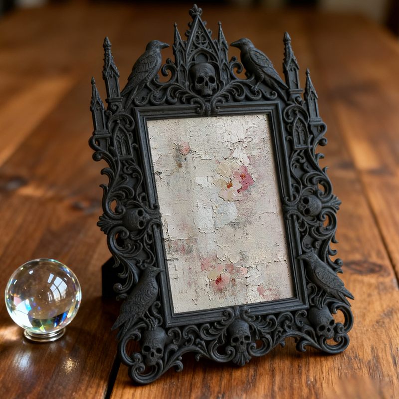 Premium Gothic Dark-style Photo Frame | Witchy Herbal Tea Shop Table Decor, Photo Ornament, Wall-mountable & Tabletop, Waterproof Heat-resis