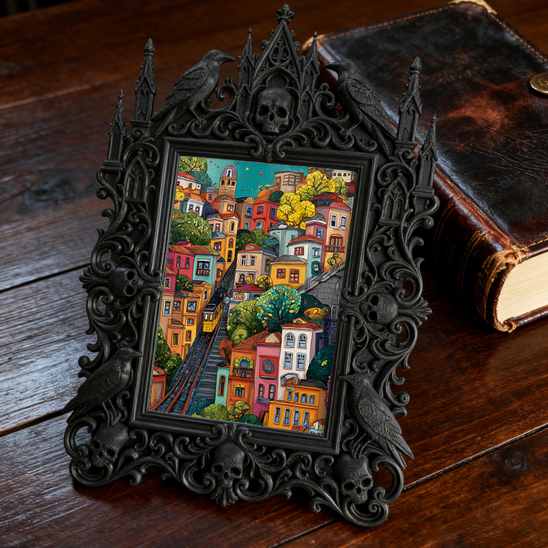 Popular Gothic Dark-style Photo Frame | Dark Art Studio Gallery Wall Decor, Photo Ornament, Wall/Table Dual-use, Waterproof Artistic Plastic