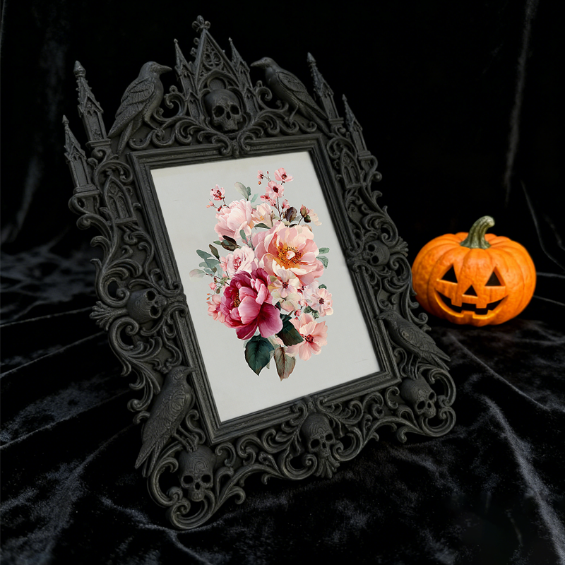 Stylish Gothic Dark-style Photo Frame | Retro Horror VHS Collection Shelf Decor, Photo Ornament, Wall-mountable & Tabletop, Waterproof Class