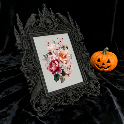 Stylish Gothic Dark-style Photo Frame | Retro Horror VHS Collection Shelf Decor, Photo Ornament, Wall-mountable & Tabletop, Waterproof Class