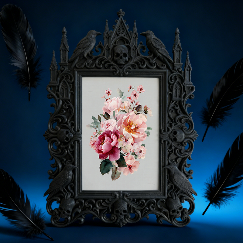 Stylish Gothic Dark-style Photo Frame | Retro Horror VHS Collection Shelf Decor, Photo Ornament, Wall-mountable & Tabletop, Waterproof Class