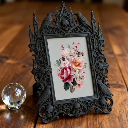 Stylish Gothic Dark-style Photo Frame | Retro Horror VHS Collection Shelf Decor, Photo Ornament, Wall-mountable & Tabletop, Waterproof Class