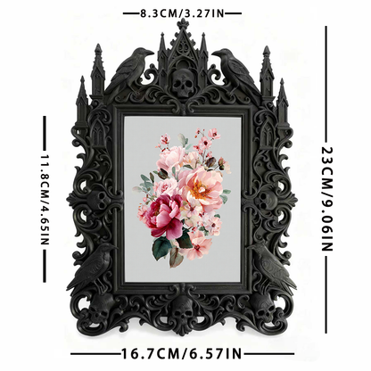 Stylish Gothic Dark-style Photo Frame | Retro Horror VHS Collection Shelf Decor, Photo Ornament, Wall-mountable & Tabletop, Waterproof Class