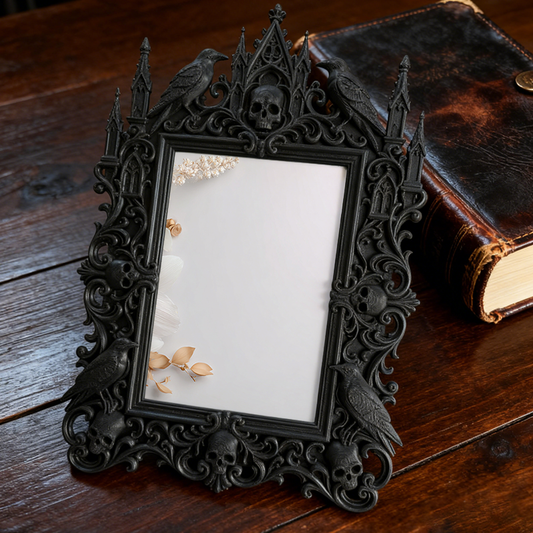 Top-rated Gothic Dark-style Photo Frame | Witchy Pottery Glazing Studio Decor, Photo Ornament, Wall-mountable & Tabletop, Waterproof Anti-sl