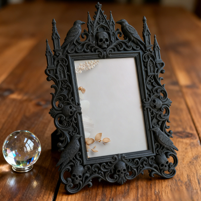Top-rated Gothic Dark-style Photo Frame | Witchy Pottery Glazing Studio Decor, Photo Ornament, Wall-mountable & Tabletop, Waterproof Anti-sl