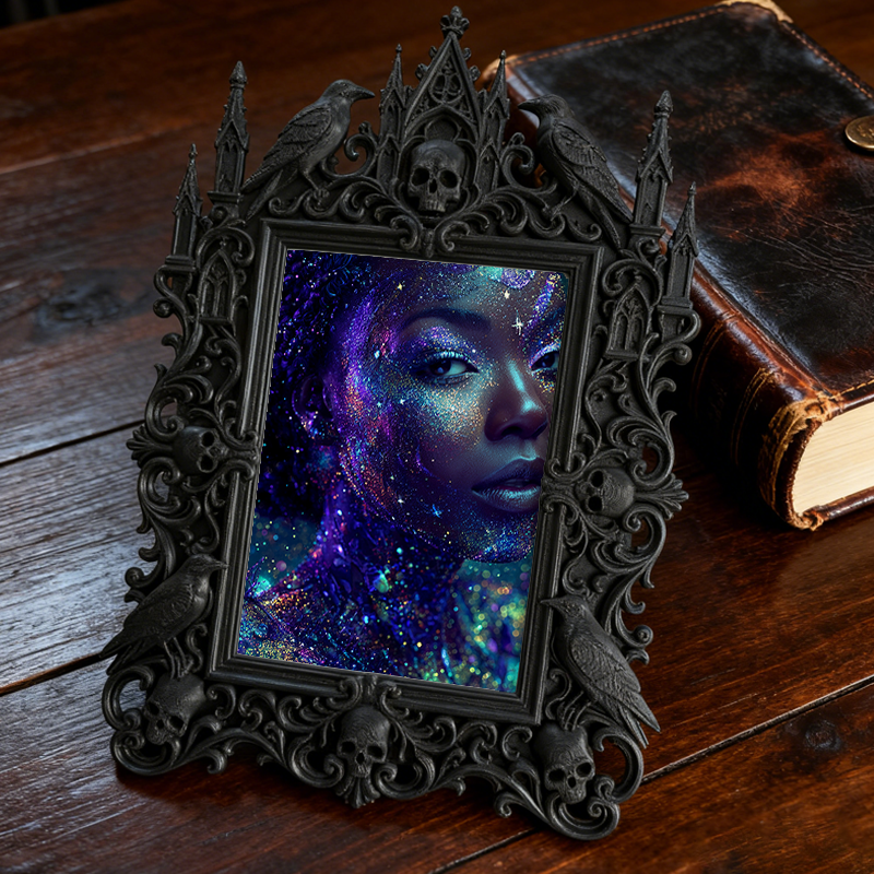 Trendy Gothic Dark-style Photo Frame | Horror Movie Trivia Night Table Decor, Photo Ornament, Wall-mountable & Tabletop, Waterproof Fun Fram