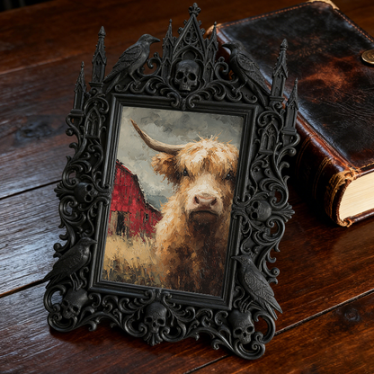 Premium Gothic Dark-style Photo Frame | Witchy Bookbinding Workshop Decor, Photo Ornament, Wall-mountable & Tabletop, Waterproof Sturdy Plas